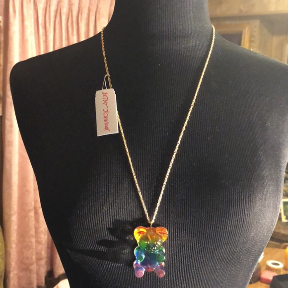 Sparkly Large Gummy Bear Slider Chain Long “Betsey Johnson” Necklace!!! 🐻 🐻 - Picture 11 of 17